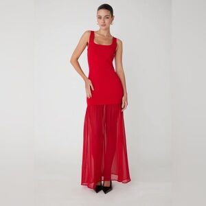 Elegant Red Sleeveless Maxi Dress